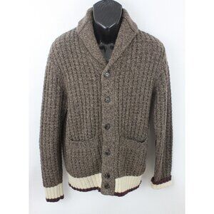Roots Canada Men Sweater Cabin Elbow Patch Cardigan Jacket Knit Brown Sz M